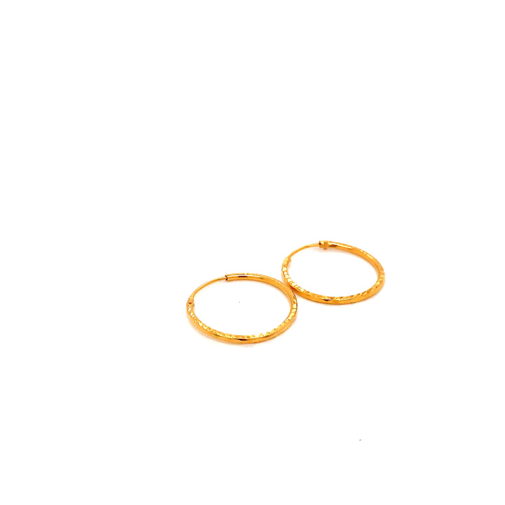 22K YG Cutting Hoop Earring-1pair