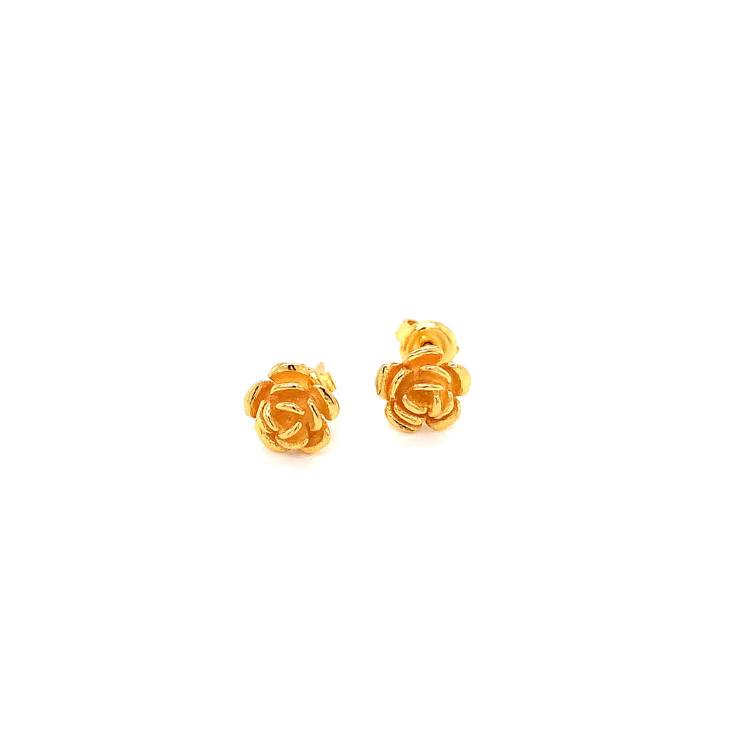 22K YG Rose Stud Earring-1pair