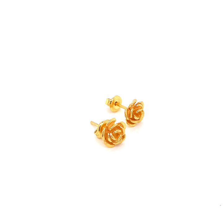 22K YG Rose Stud Earring-1pair