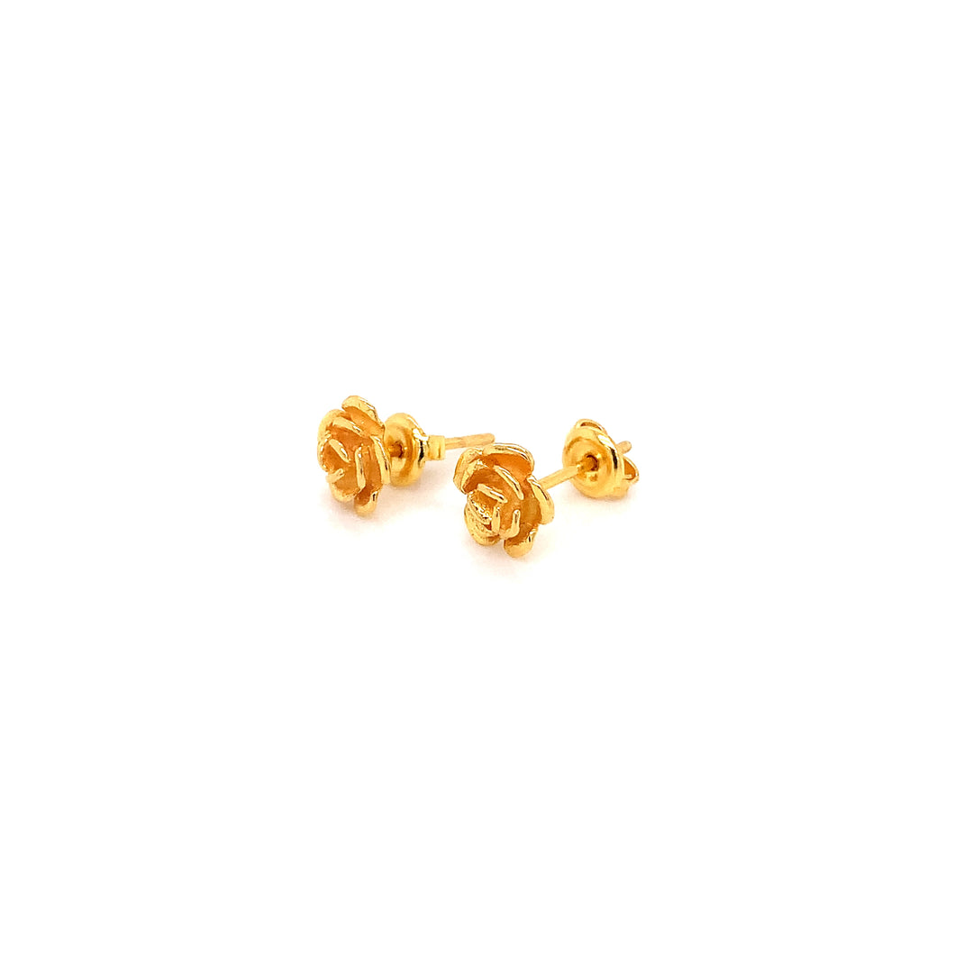 22K YG Rose Stud Earring-1pair