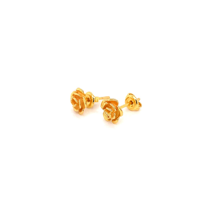 22K YG Rose Stud Earring-1pair