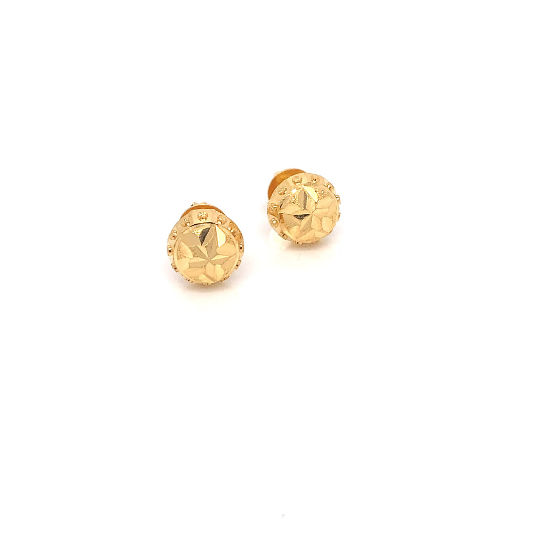 22K YG Fancy Stud Earring-1pair