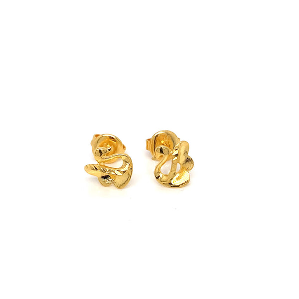 22K YG Swan Stud Earring-1pair