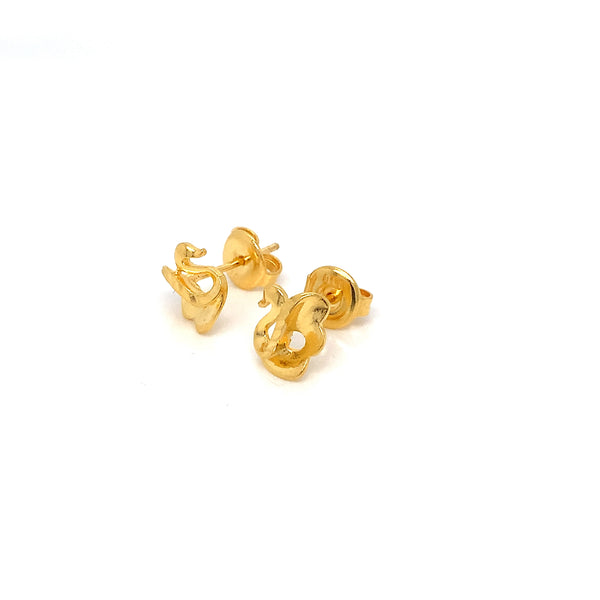 22K YG Swan Stud Earring-1pair