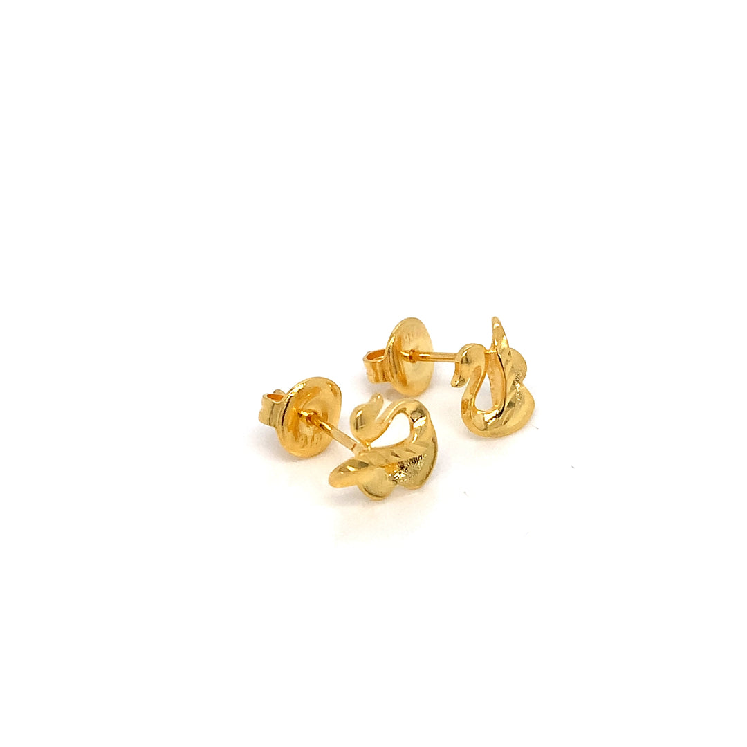 22K YG Swan Stud Earring-1pair