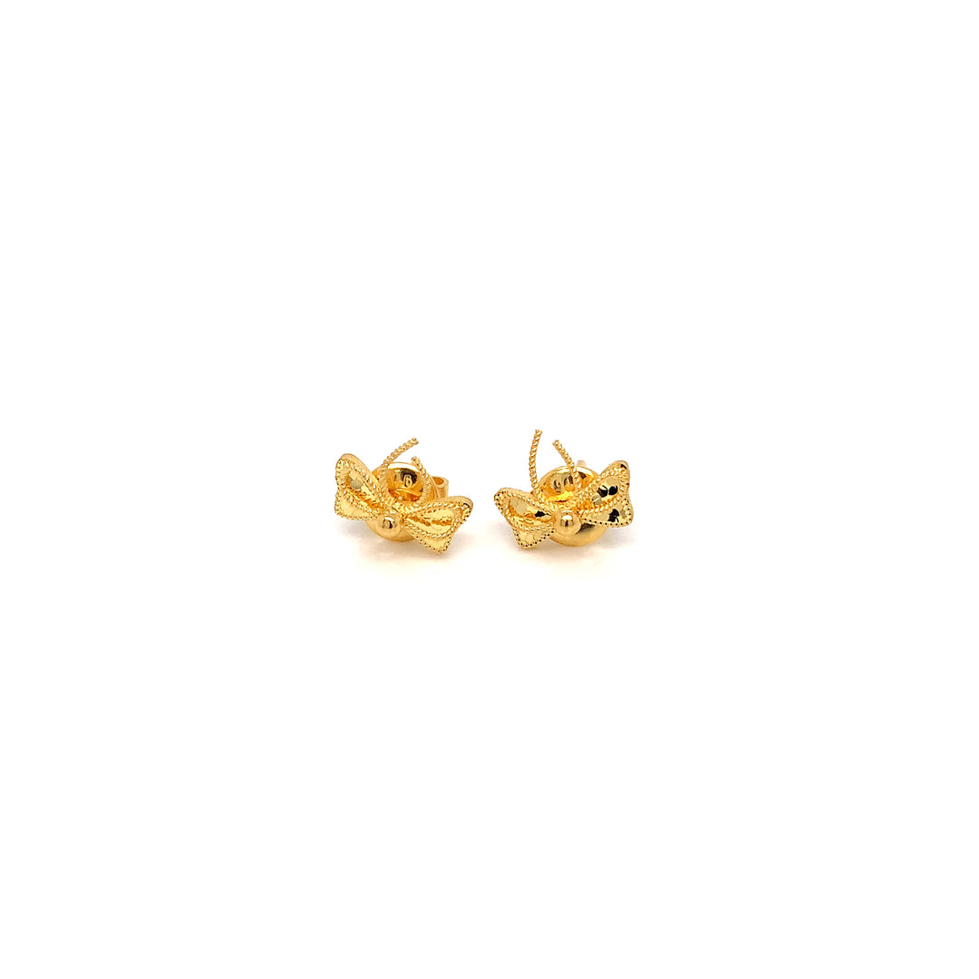 22K YG Bow Stud Earring-1pair