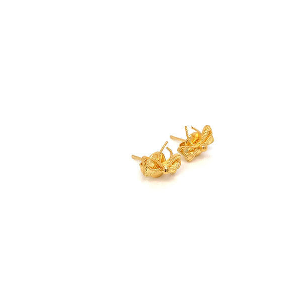 22K YG Bow Stud Earring-1pair