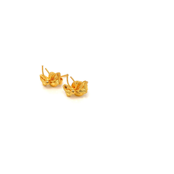 22K YG Bow Stud Earring-1pair