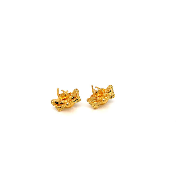 22K YG Bow Stud Earring-1pair