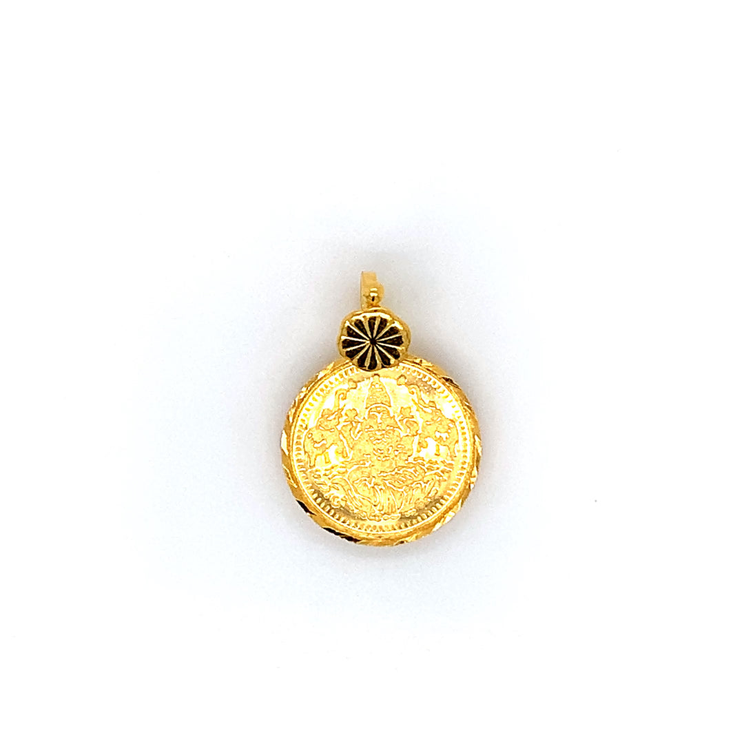 22K YG Laxmi Ganesh Coin Pendant-1pc