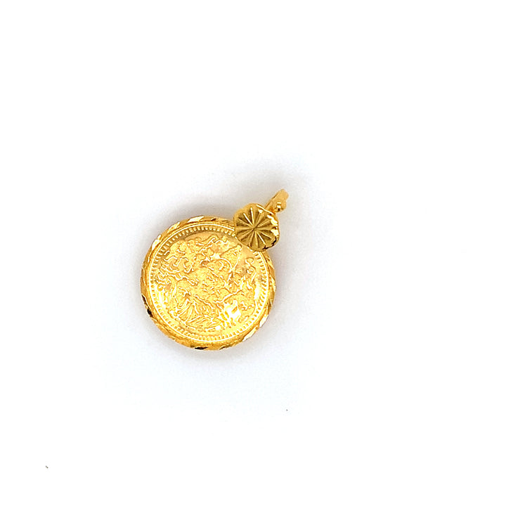 22K YG Laxmi Ganesh Coin Pendant-1pc