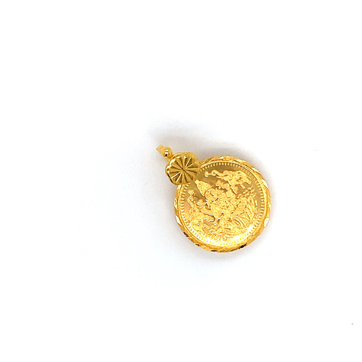 22K YG Laxmi Ganesh Coin Pendant-1pc