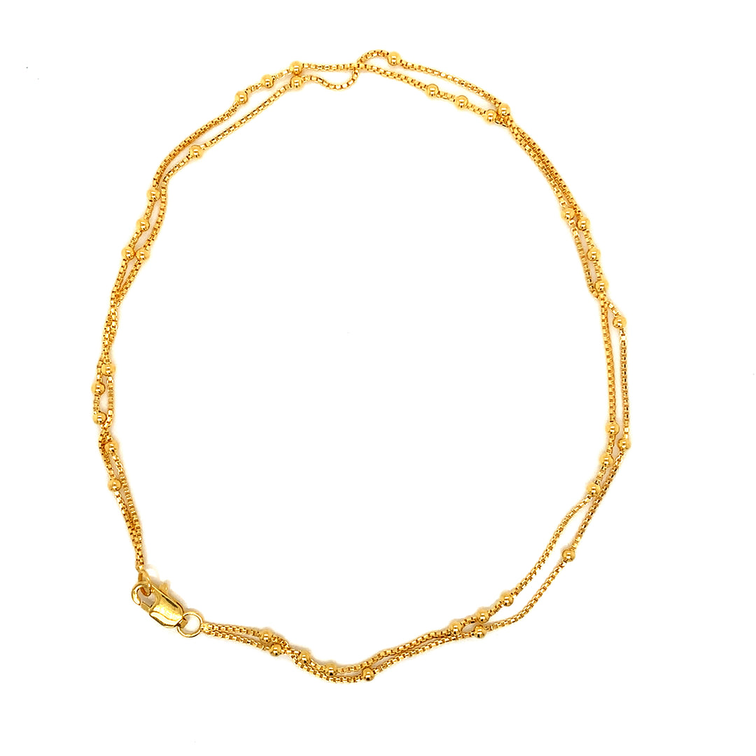 22K YG Double Layer Ball Anklet-1pc