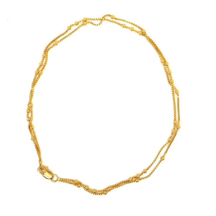 22K YG Double Layer Ball Anklet-1pc