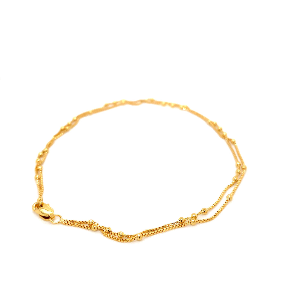 22K YG Double Layer Ball Anklet-1pc