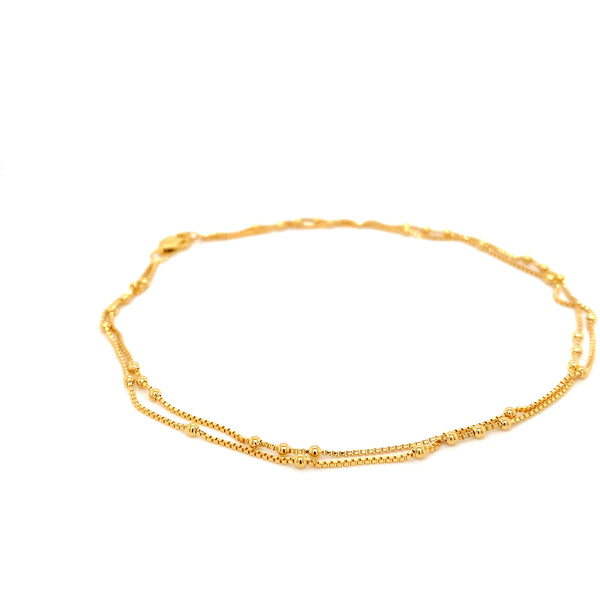 22K YG Double Layer Ball Anklet-1pc