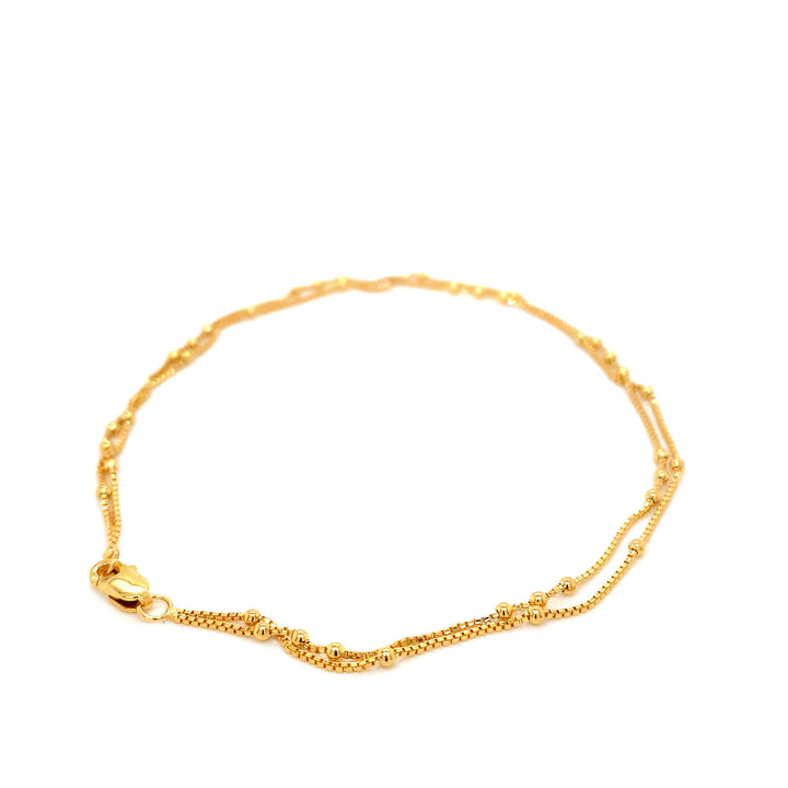 22K YG Double Layer Ball Anklet-1pc