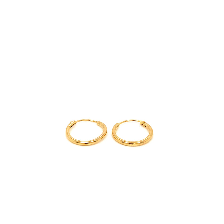 22K YG Plain Hoop Earring-1pair