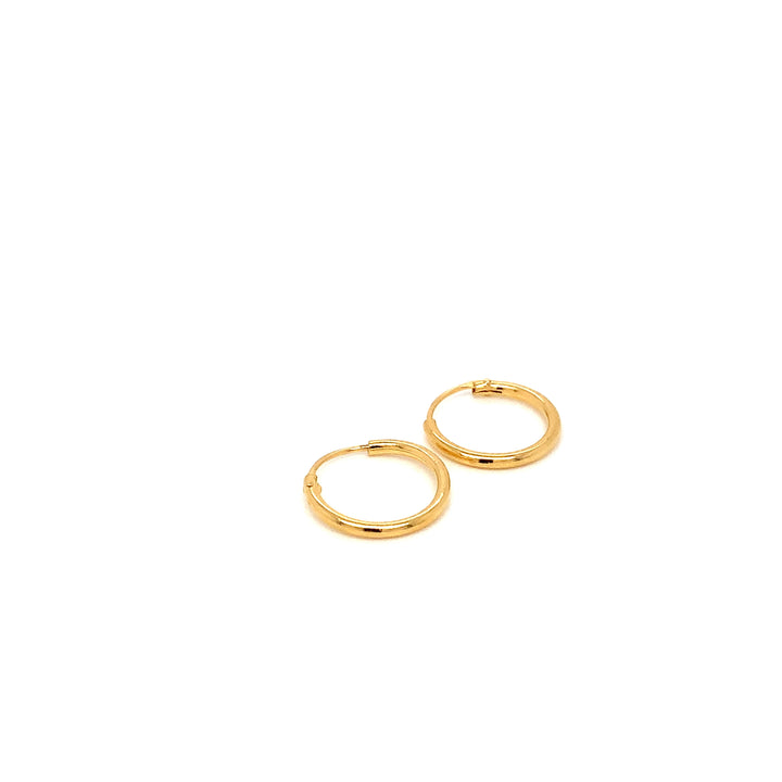 22K YG Plain Hoop Earring-1pair