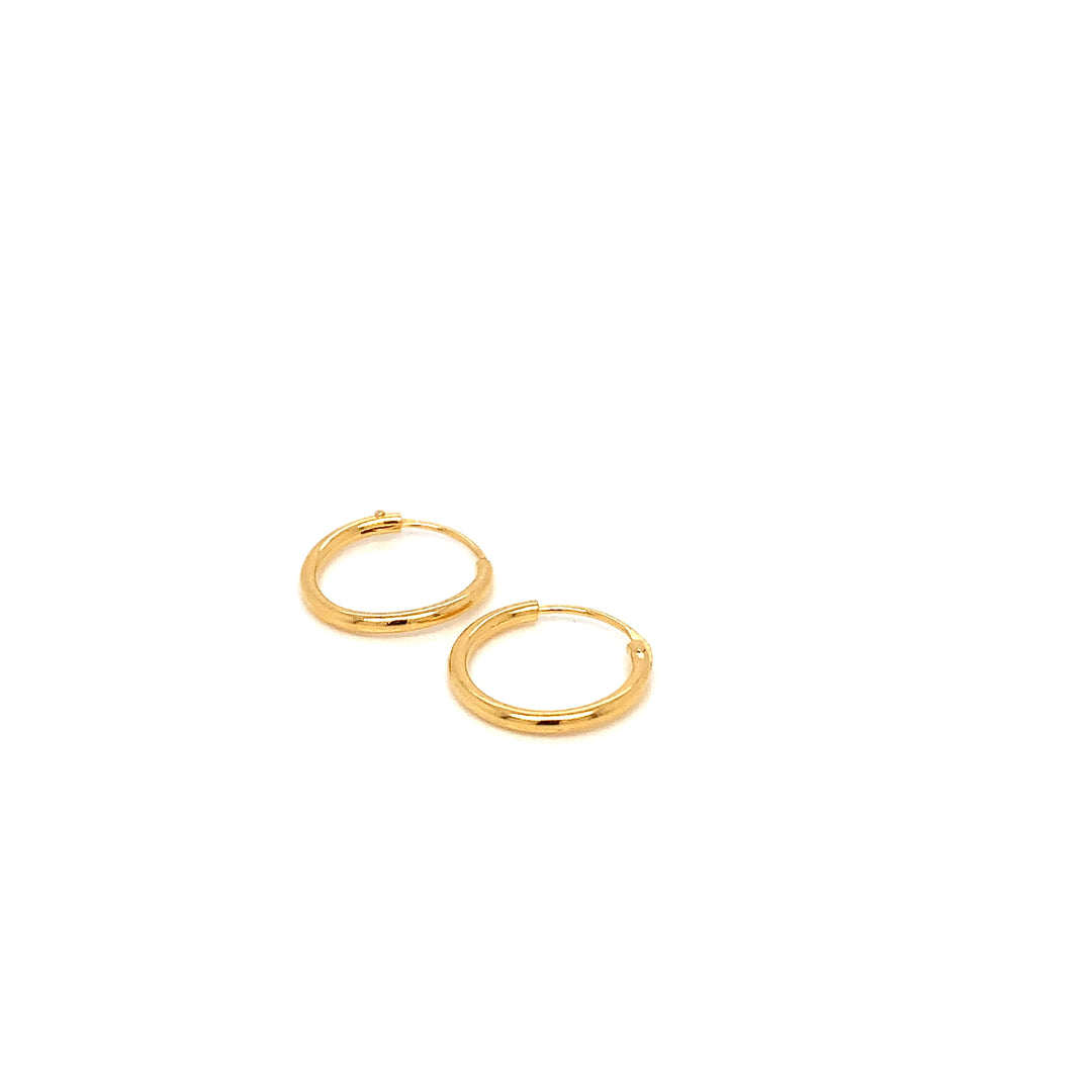22K YG Plain Hoop Earring-1pair