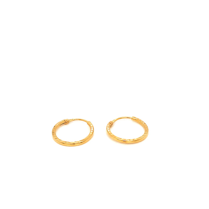 22K YG Cut Hoop Earring-1pair