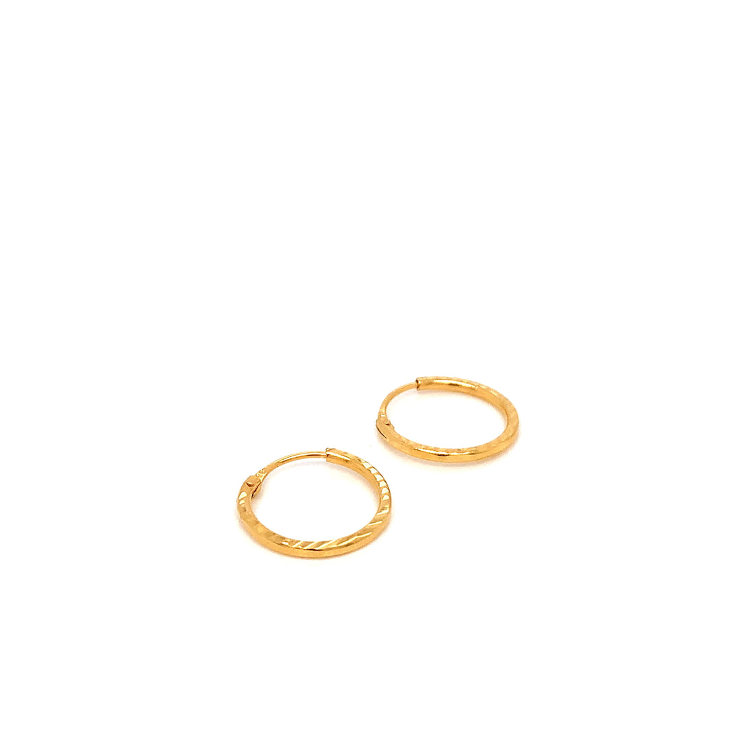 22K YG Cut Hoop Earring-1pair