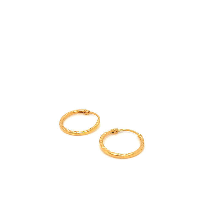 22K YG Cut Hoop Earring-1pair