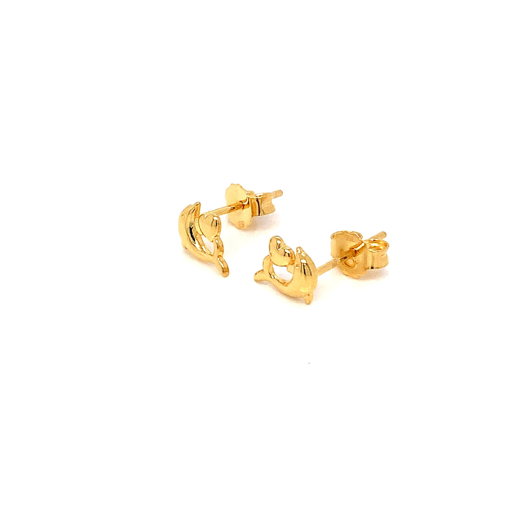 22K YG Fish Stud Earring-1pair