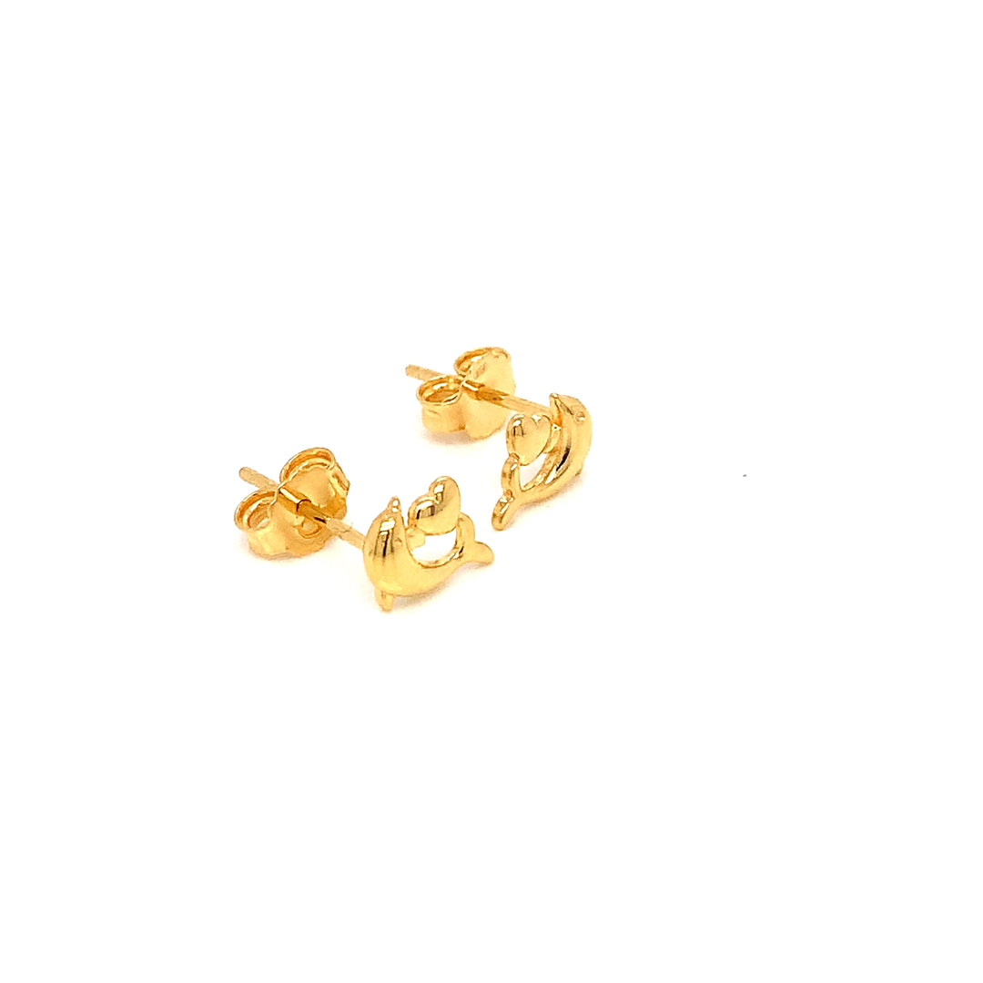 22K YG Fish Stud Earring-1pair