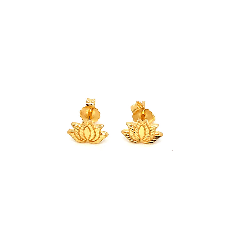22K YG Lotus Stud Earring-1pair