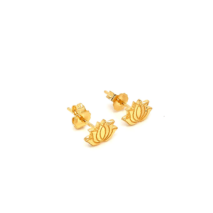22K YG Lotus Stud Earring-1pair