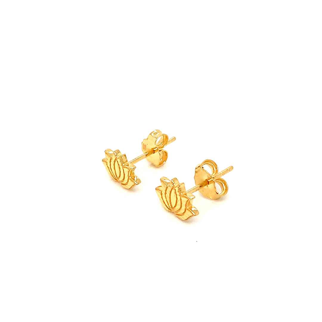 22K YG Lotus Stud Earring-1pair