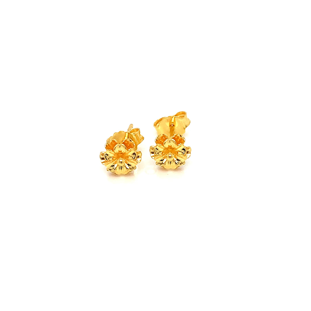 22K YG Flower Stud Earring-1pair