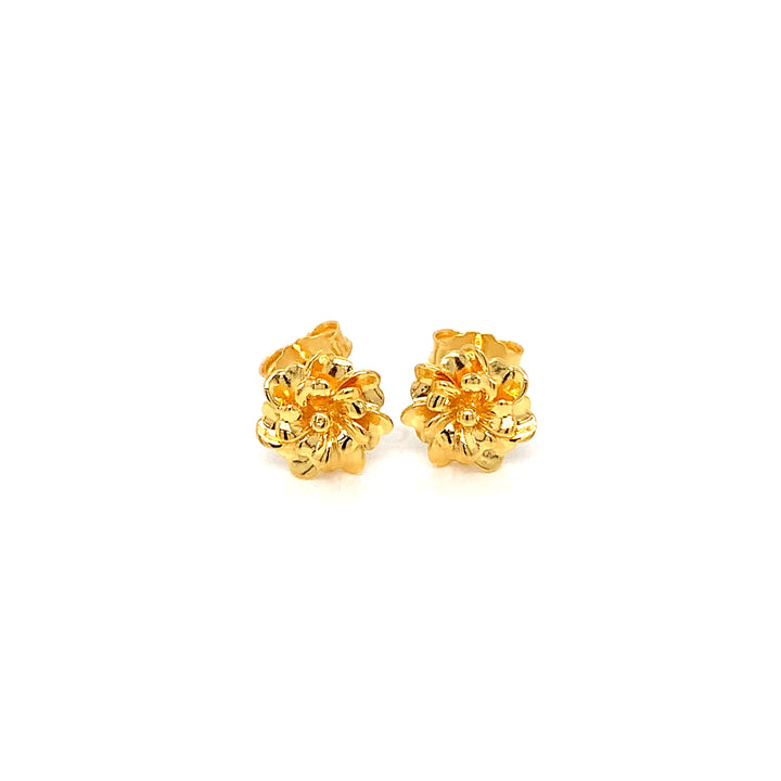 22K YG Flower Stud Earring-1pair