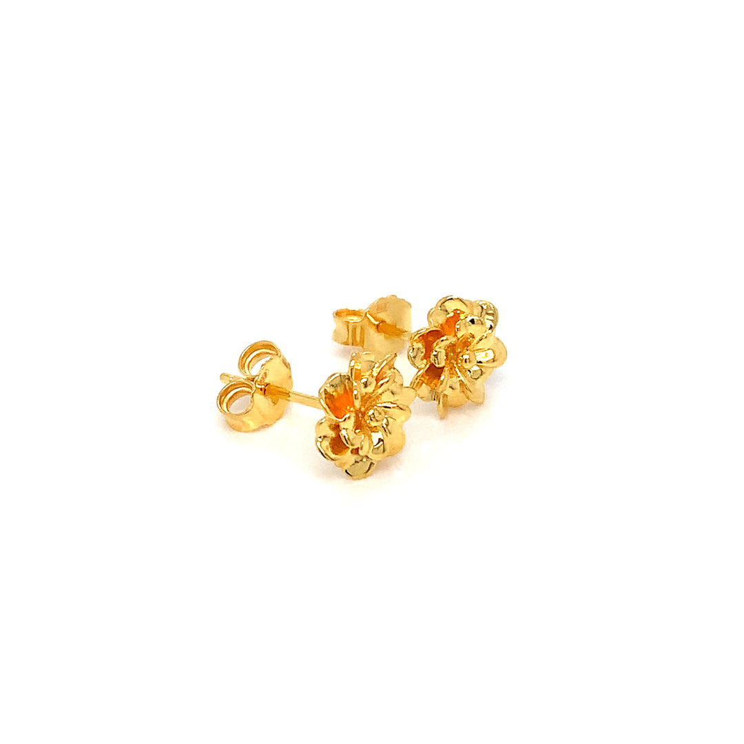 22K YG Flower Stud Earring-1pair