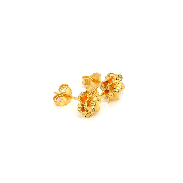 22K YG Flower Stud Earring-1pair