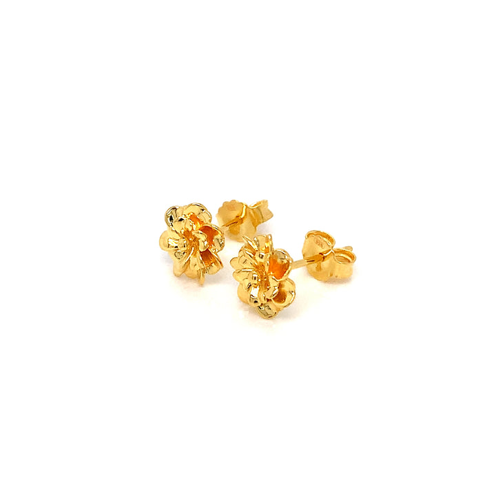 22K YG Flower Stud Earring-1pair