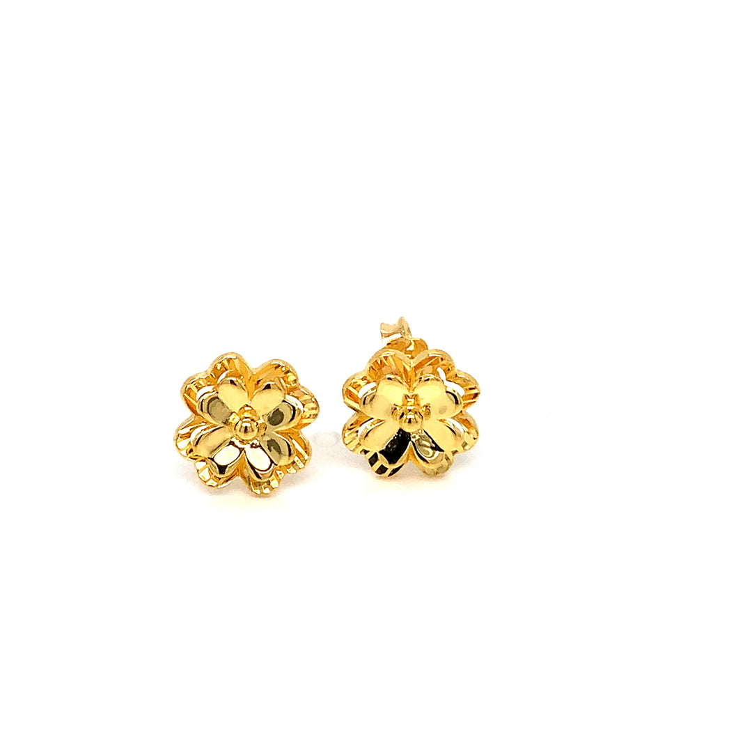 22K YG Flower Stud Earring-1pair