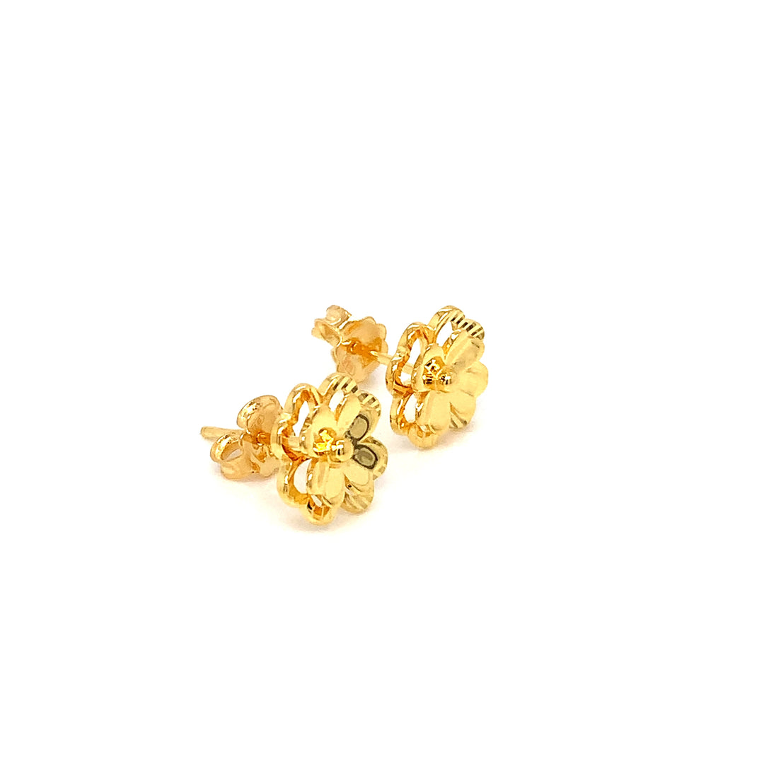 22K YG Flower Stud Earring-1pair