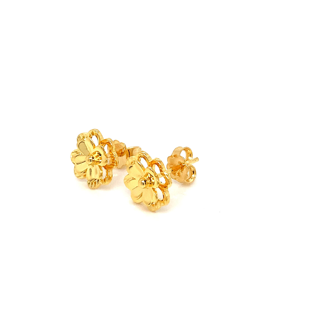 22K YG Flower Stud Earring-1pair