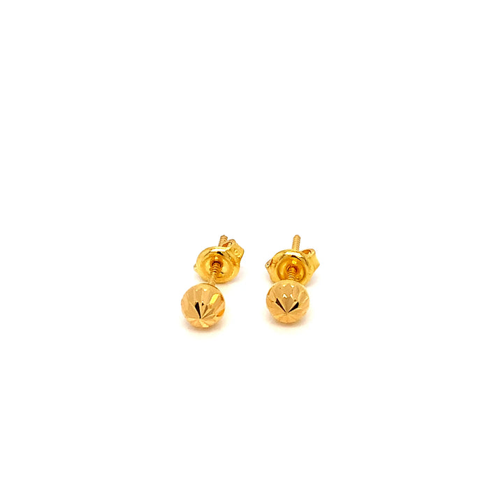 22K YG Cutting Ball Stud Earring-1pair
