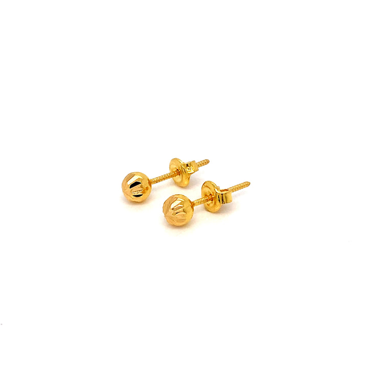 22K YG Cutting Ball Stud Earring-1pair