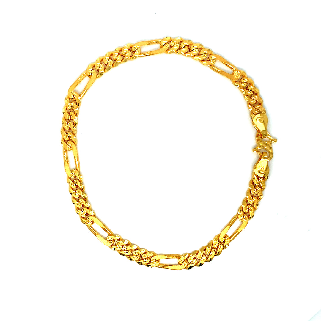 22K YG Mens Figaro Bracelet-1pc