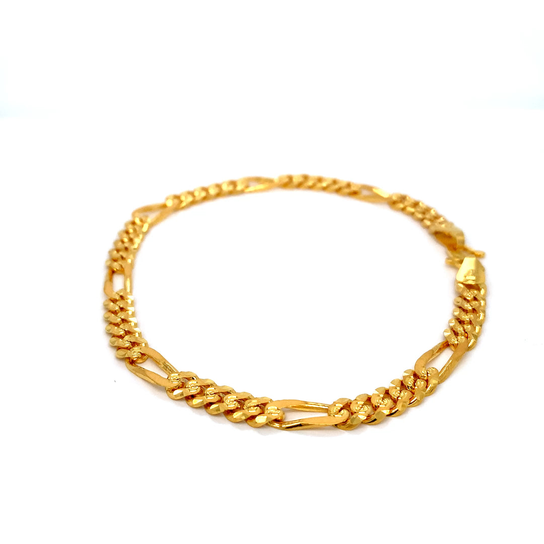 22K YG Mens Figaro Bracelet-1pc