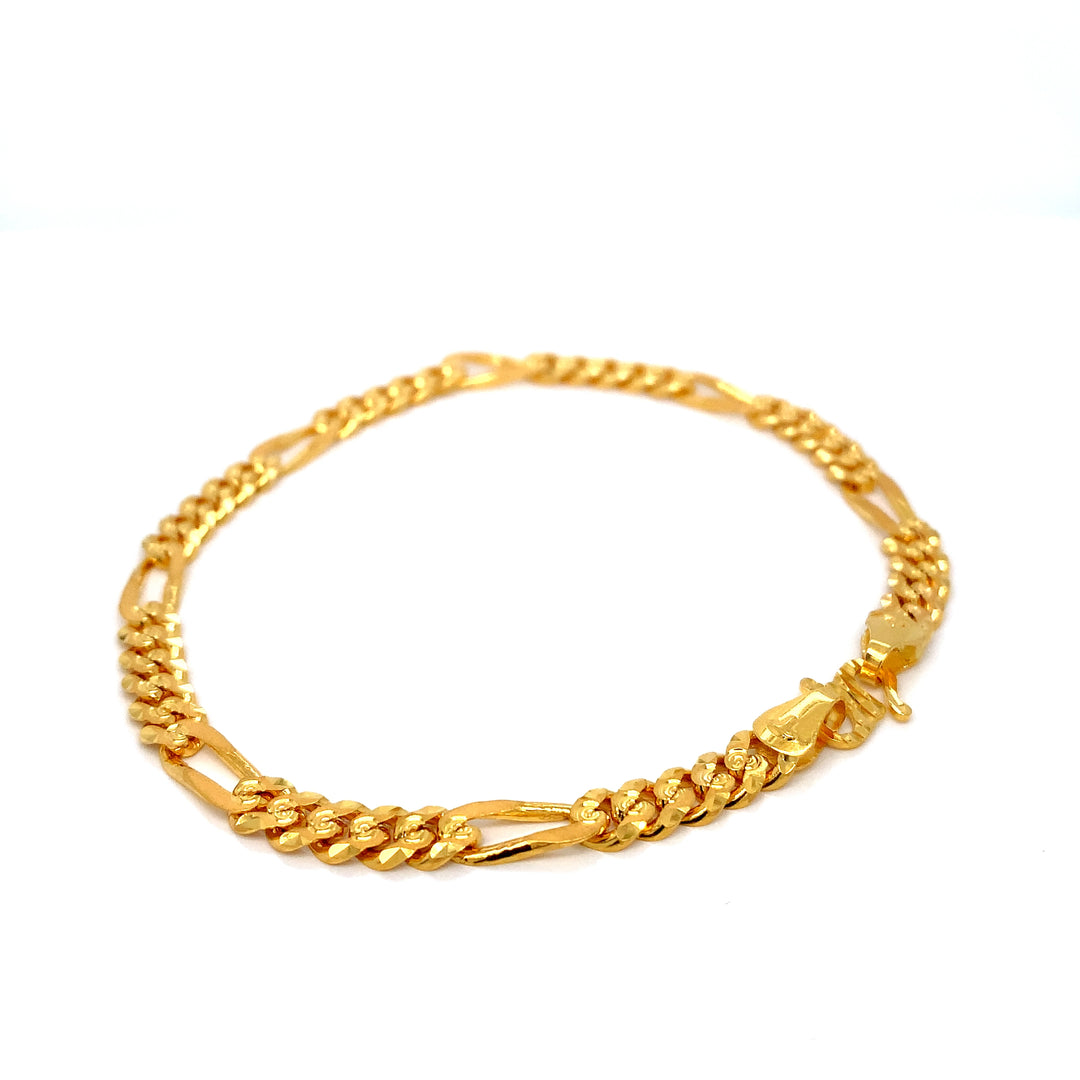 22K YG Mens Figaro Bracelet-1pc