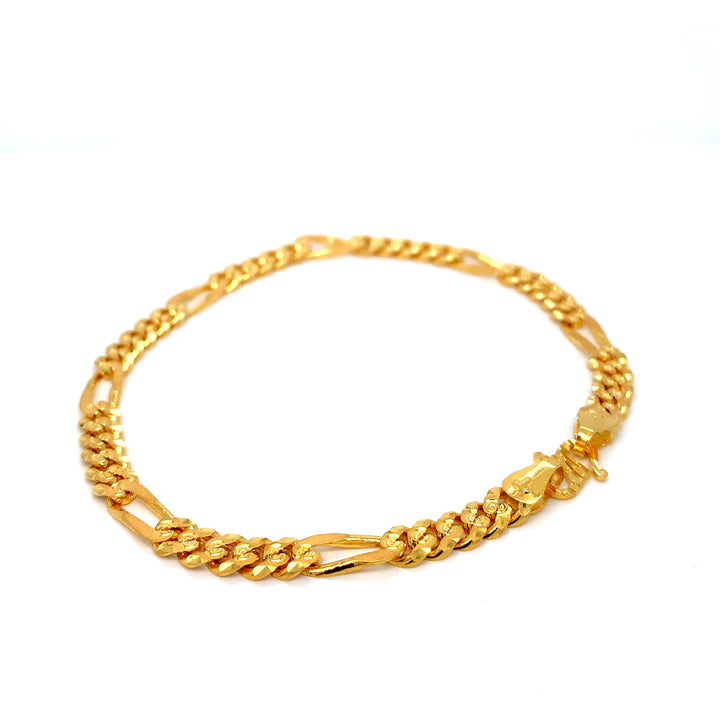 22K YG Mens Figaro Bracelet-1pc