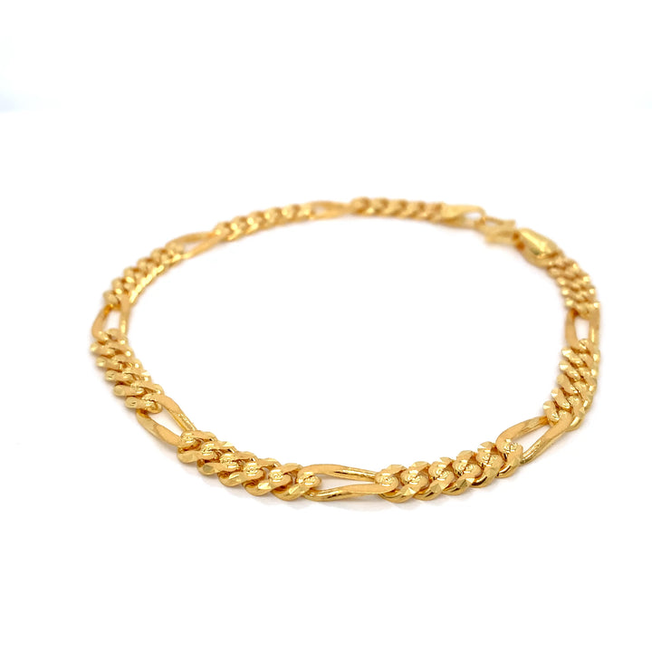 22K YG Mens Figaro Bracelet-1pc