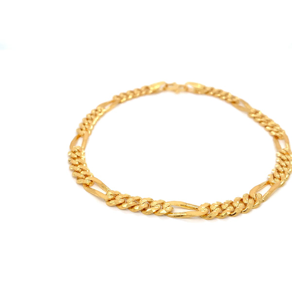 22K YG Mens Figaro Bracelet-1pc