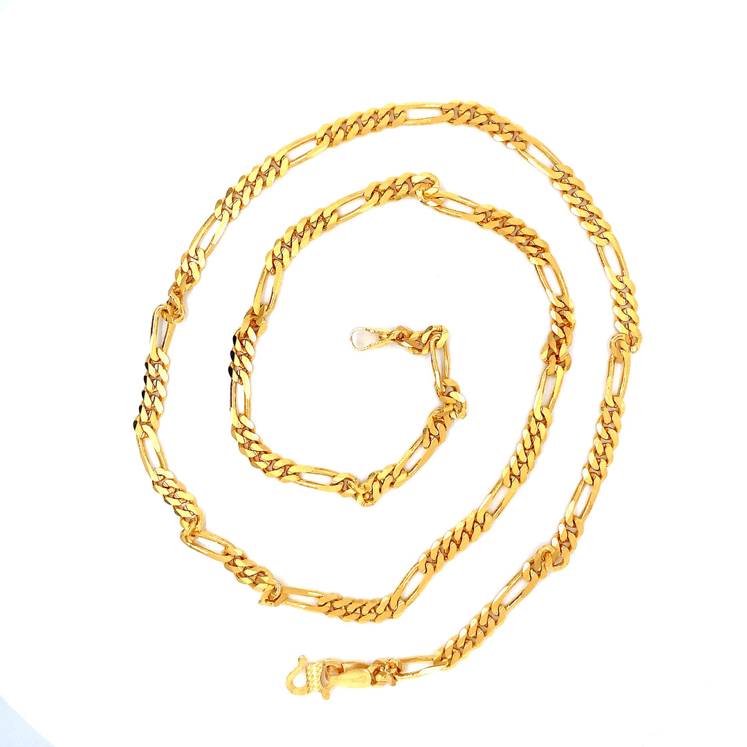 22K YG Unisex Figaro Chain-1pc