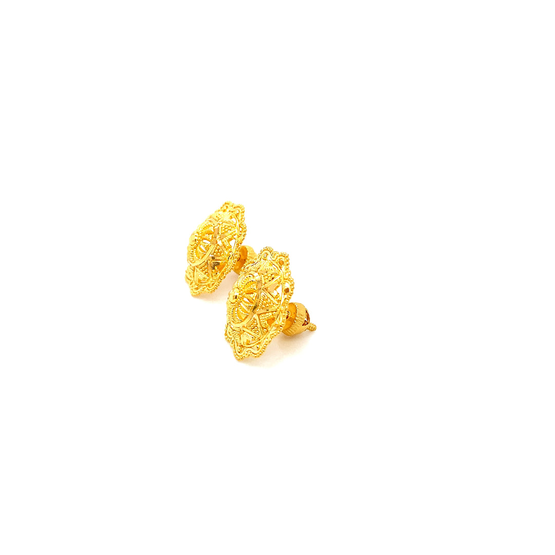 22K YG Fancy Stud Earring-1pair